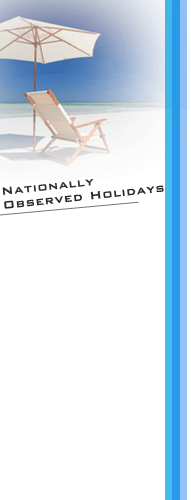 Nationally Observed Holidays